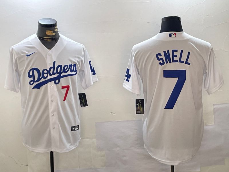 Men Los Angeles Dodgers #7 Snell White Game 2024 Nike MLB Jersey style 4->los angeles dodgers->MLB Jersey